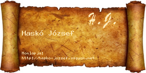 Haskó József névjegykártya